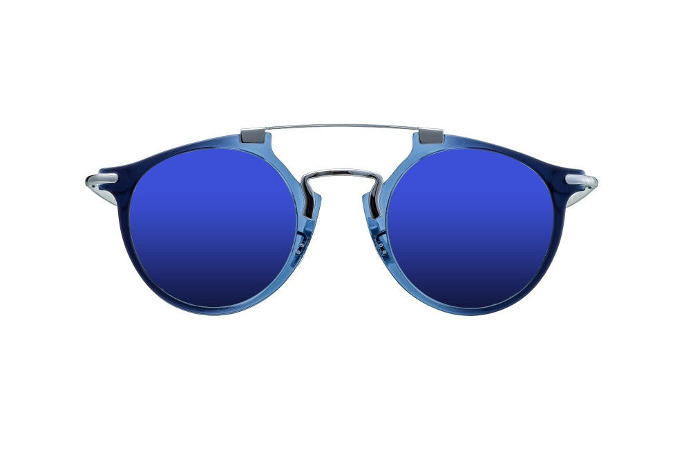 WILD TALES - BLUE SATIN CRYSTAL DALLOZ FLAT BLUE MIRROR LENSES